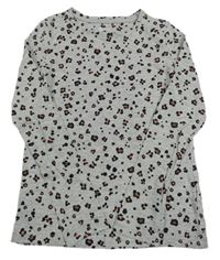 Šedo-černo-korálové vzorované triko Tu