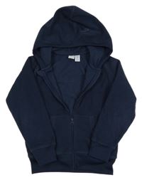 Tmavomodrá fleecová prepínaci mikina s kapucňou