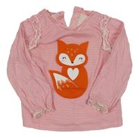 Růžovo-bílé pruhované triko s liškou St. Bernard