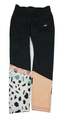 Černo-meruňkovo-vzorované sportovní legíny Lotto
