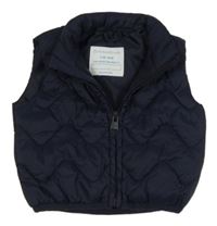 Tmavomodrá šusťáková prošívaná lehká zateplená vesta Primark