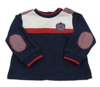 Tmavomodro-bielo-červená mikina s erbem