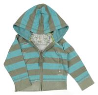 Modro-khaki pruhovaná prepínaci mikina s kapucňou Rocha John Rocha