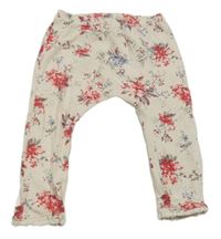 Světlebéžovo-červené květované lehké tepláky Next