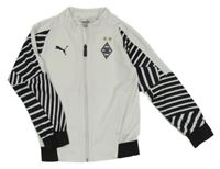 Bilo-černo-vzorovaná sportovní propínací mikina s nášivkou Puma