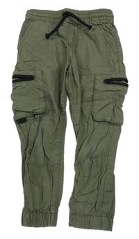 Khaki plátenné cuff nohavice s vreckami F&F