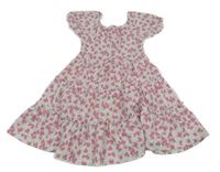 Bílo-růžové květované šaty Peacocks