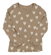 Hnědé žebrované triko se srdíčky George