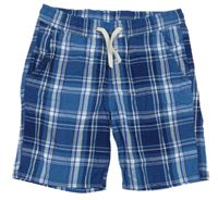 Tmavomodro-bílé kostkované plátěné kraťasy H&M