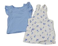 Nové - 2set - Biele kvetované rifľové na traké šaty + tričko Primark