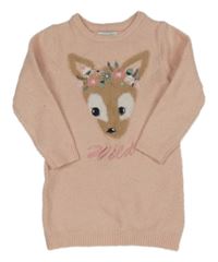 Broskvové svetrové šaty so srnkou Primark