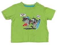 Zelené tričko so žralokmi Lupilu