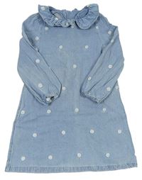 Modré rifľové šaty s bodkami zn. M&S