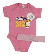 2set - Růžové body s nápisem + světlerůžová čelenka 