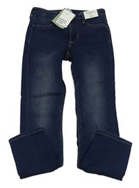 Tmavomodré teplákové skinny fit rifle H&M
