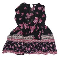 Černé šaty s květy a korálky C&A