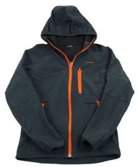 Tmavošedo-oranžová softshellová bunda s kapucí Decathlon