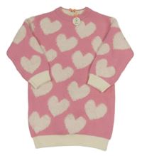 Nové - Růžovo-bílé svetrové šaty se srdíčky River Island