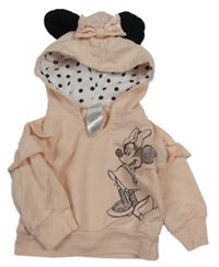 Broskvová mikina s Minnií a kapucí Disney