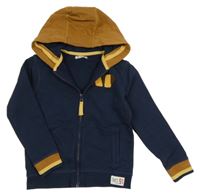 Tmavomodro-béžová propínací mikina s kapucí Noppies