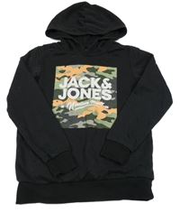 Čierna mikina s logom a kapucňou Jack&Jones