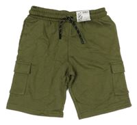 Nové - Khaki teplákové cargo kraťasy George 
