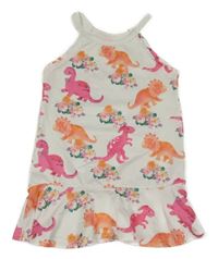Biele šaty s dinosaurami