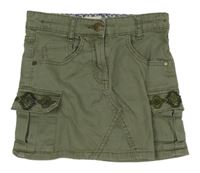 Khaki rifľová cargo sukňa s výšivkou M&S