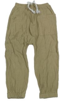 Béžové mušelínové kalhoty s kapsami