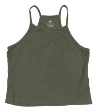 Khaki rebrovaný crop top H&M