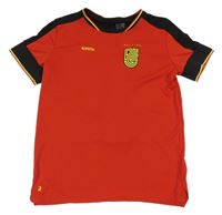 Červeno-černý fotbalový dres Belgium Decathlon