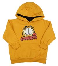 Okrová mikina s Garfieldem s kapucňou