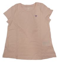 Svetloružové tričko so srdiečkom H&M