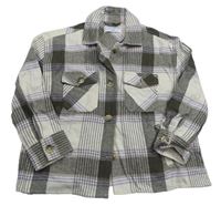 Smetanovo-hnedo-fialová kockovaná košeľová bunda JEFF&CO