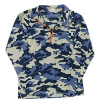 Tmavomodro-modro-svetlobéžová army fleecová funkčná mikina MOUNTAIN WAREHOUSE