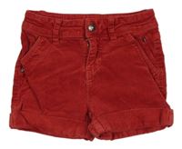 Červené manšestrové kraťasy Tchibo