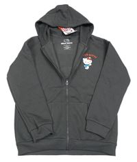 Nové - tmavošedá propínací mikina s Kitty a kapucí PRIMARK