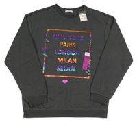 Nové - tmavosivá mikina s nápismi PRIMARK