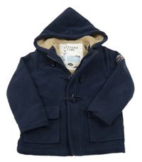 Tmavomodrá fleecová zateplená bunda s nášivkou a kapucňou WEEK-END ALA MER