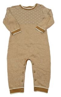 Hnedý melírovaný pletený overal so vzorom Nutmeg