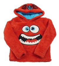 Červená huňatá mikina s příšerkou a kapucí George