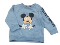 Modrá melírovaná mikina s Mickey a vreckom Disney