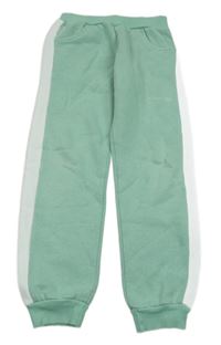 Olivovo-biele melírované teplákové tepláky s nápisom