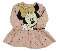 Světlerůžové puntíkaté teplákové šaty s Minnie Disney
