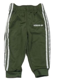 Khaki-bílé sportovní tepláky Adidas
