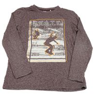 Mahagónovoé melírované tričko so skateboardisty YIGGA