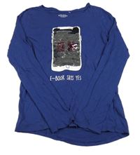 Tmavomodré tričko s elektronickou knihou s překlápěcími flitre RESERVED