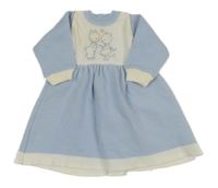 Světlemodro-biele pletené šaty so zvieratkami