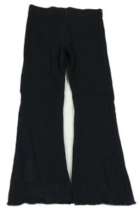 Čierne rebrované flare nohavice F&F