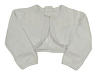 Bílé propínací svetrové bolérko s kvetmi Next